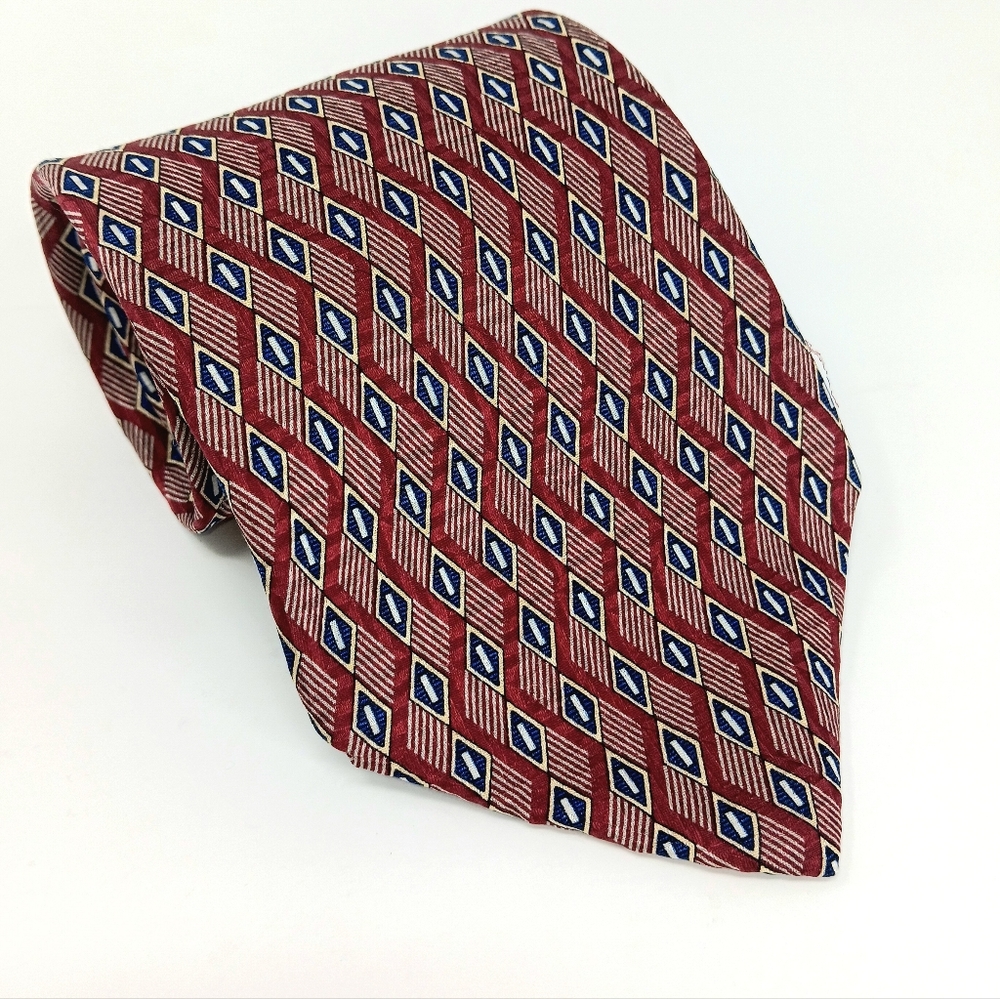 JOS A BANK Corporate Collection Red White Blue Silk Tie USA
